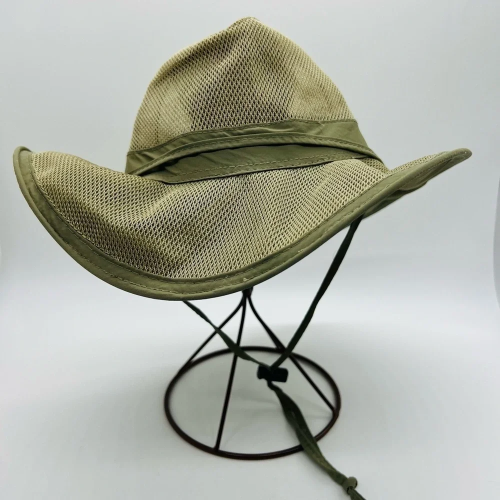 DORFMAN PACIFIC CO UNISEX TAN POLYESTER/MESH HANDMADE HAT SIZE MEDIUM